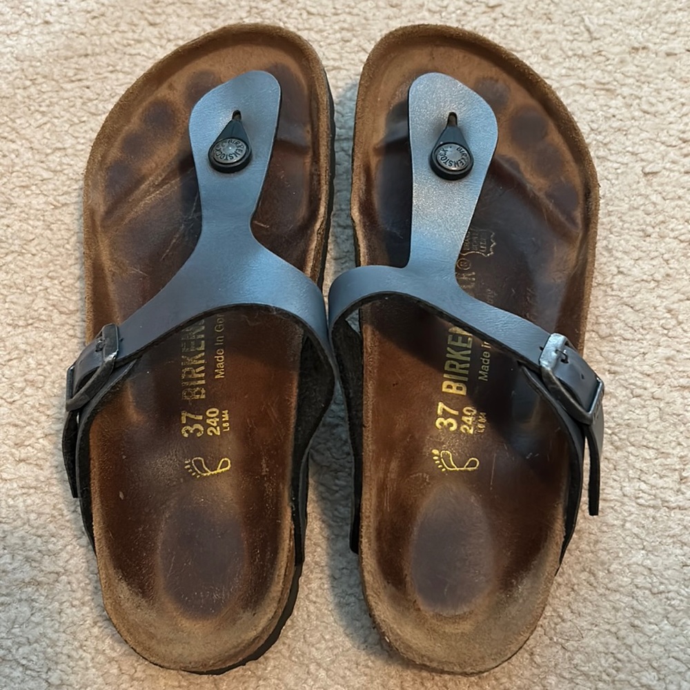Birkenstock blue grey Gizeh sandals